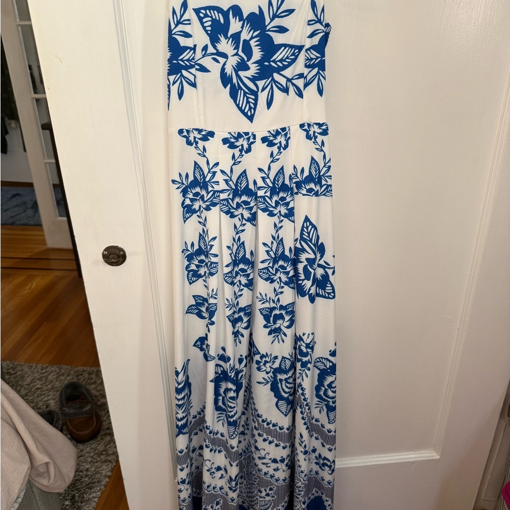 Blue and White Floral Maxi Dress